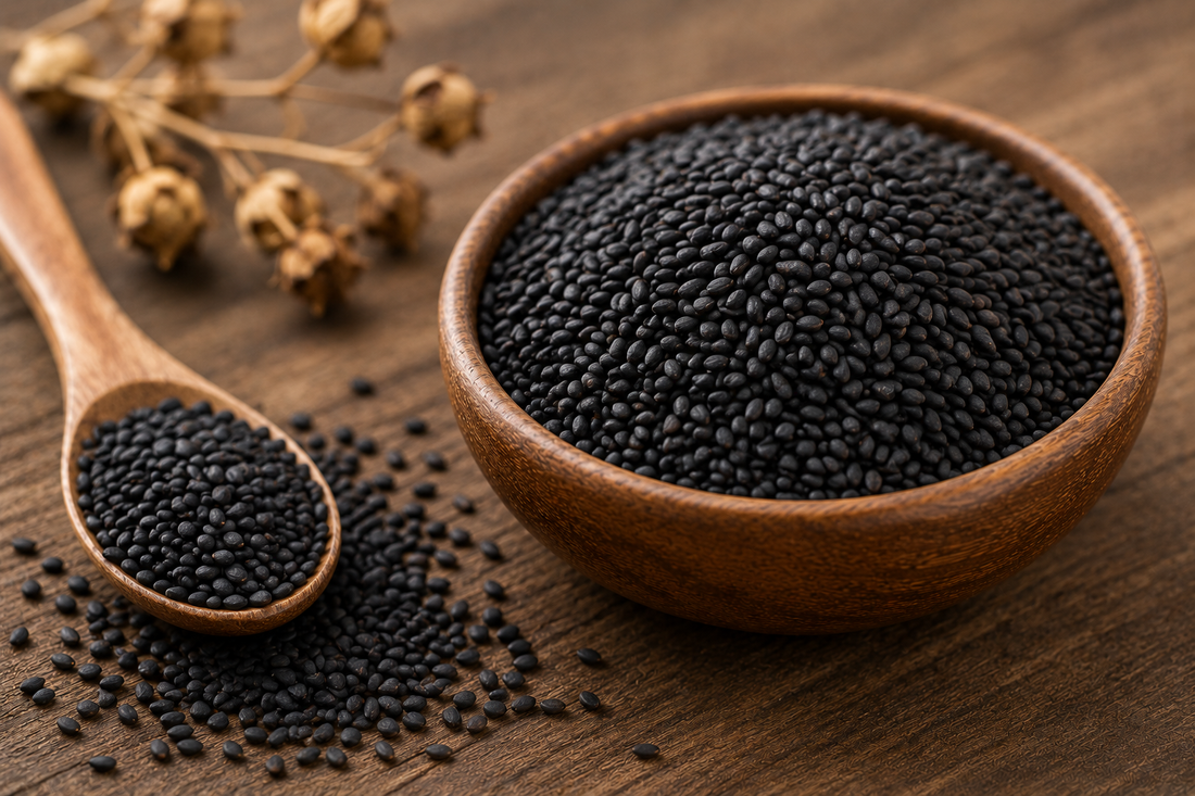Close-up of black sesame seeds — toasty, nutty, and mineral-dense | SESA