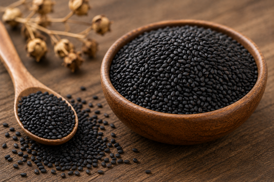 Close-up of black sesame seeds — toasty, nutty, and mineral-dense | SESA
